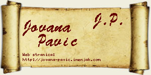 Jovana Pavić vizit kartica